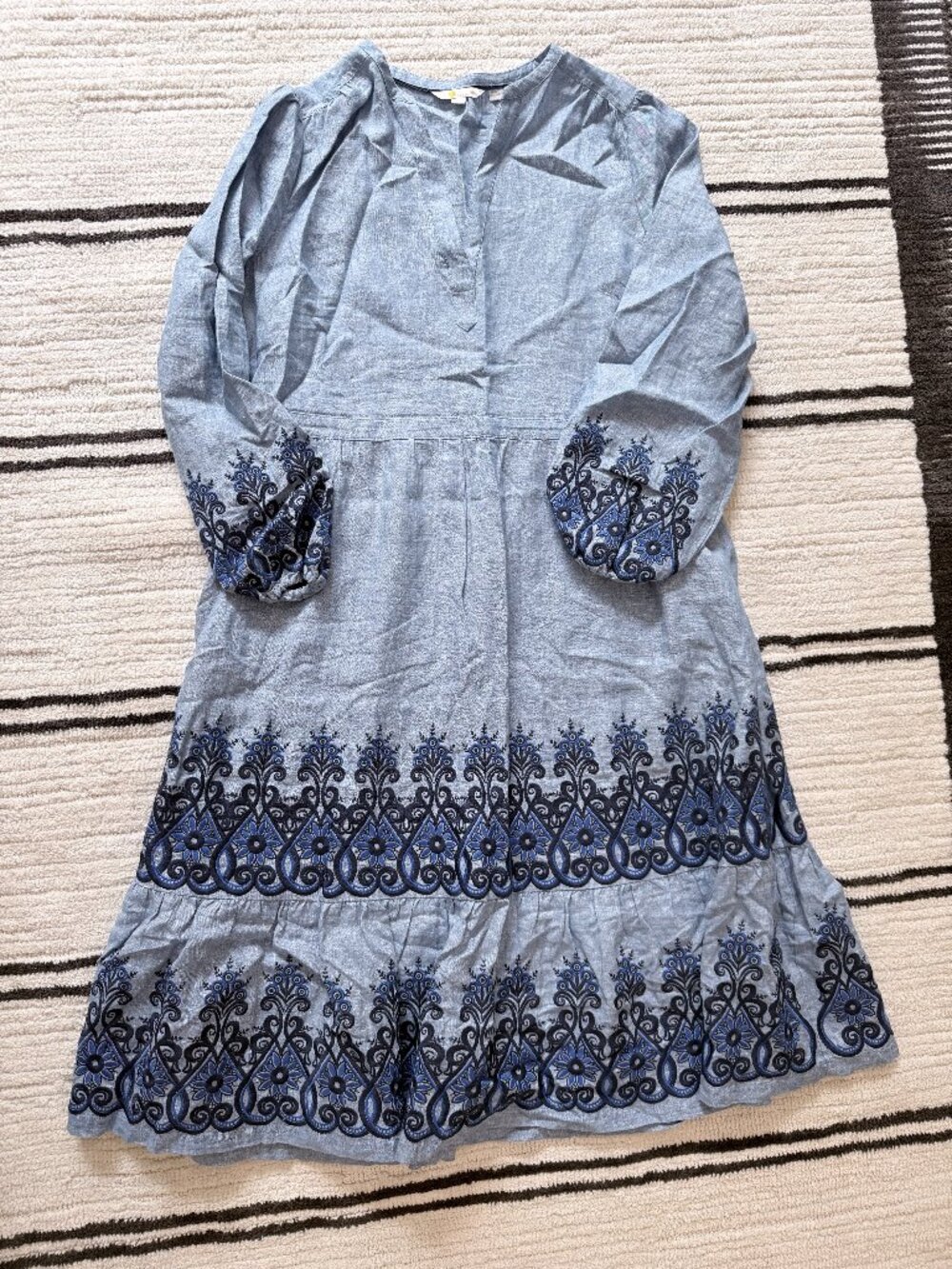 Boden Eden Embroidered Linen Dress Sz 20/22